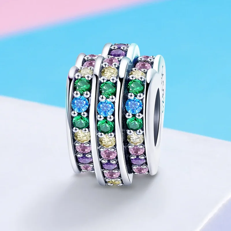 (imagine pentru) Pandora Style Rainbow Heart Charm - SCC725 - Vizualizare 4
