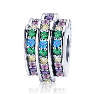 (imagine pentru) Pandora Style Rainbow Heart Charm - SCC725