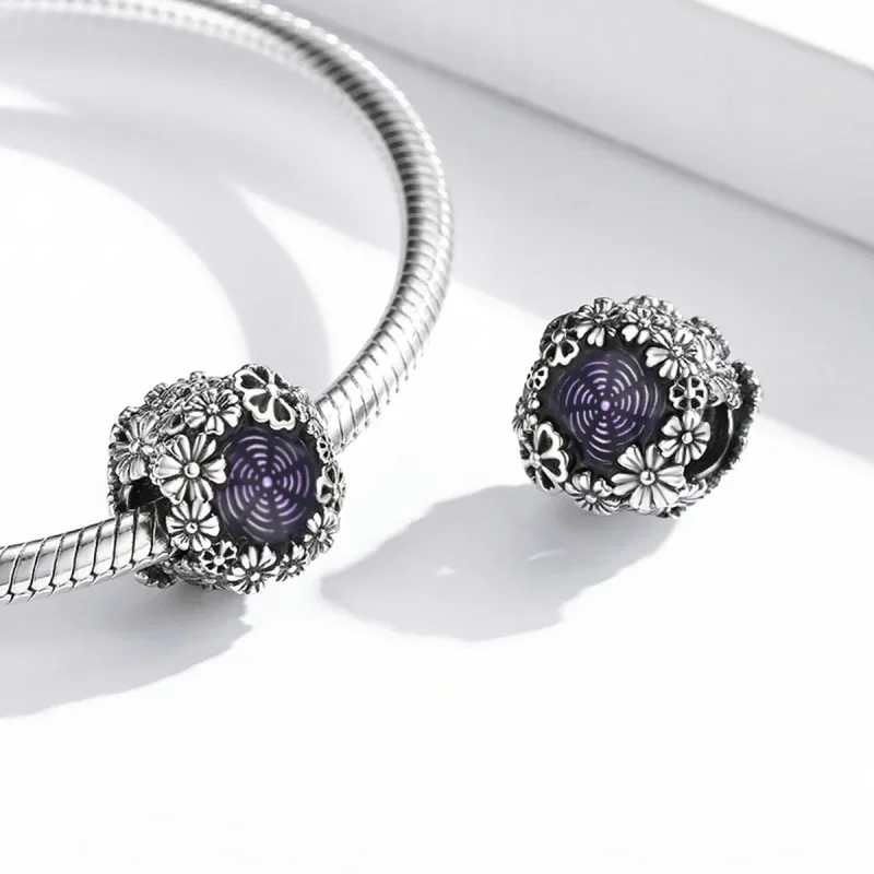 (imagine pentru) Pandora Style Retro Flowers Charm - SCC2096 - Vizualizare 4