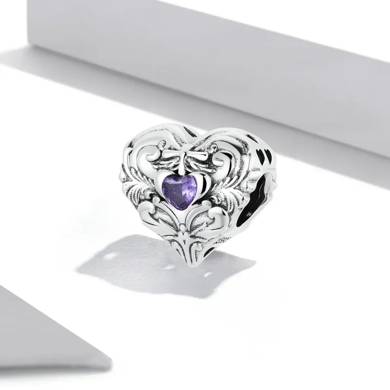 (imagine pentru) Pandora Style Retro Heart Charm - SCC2158 - Vizualizare 2