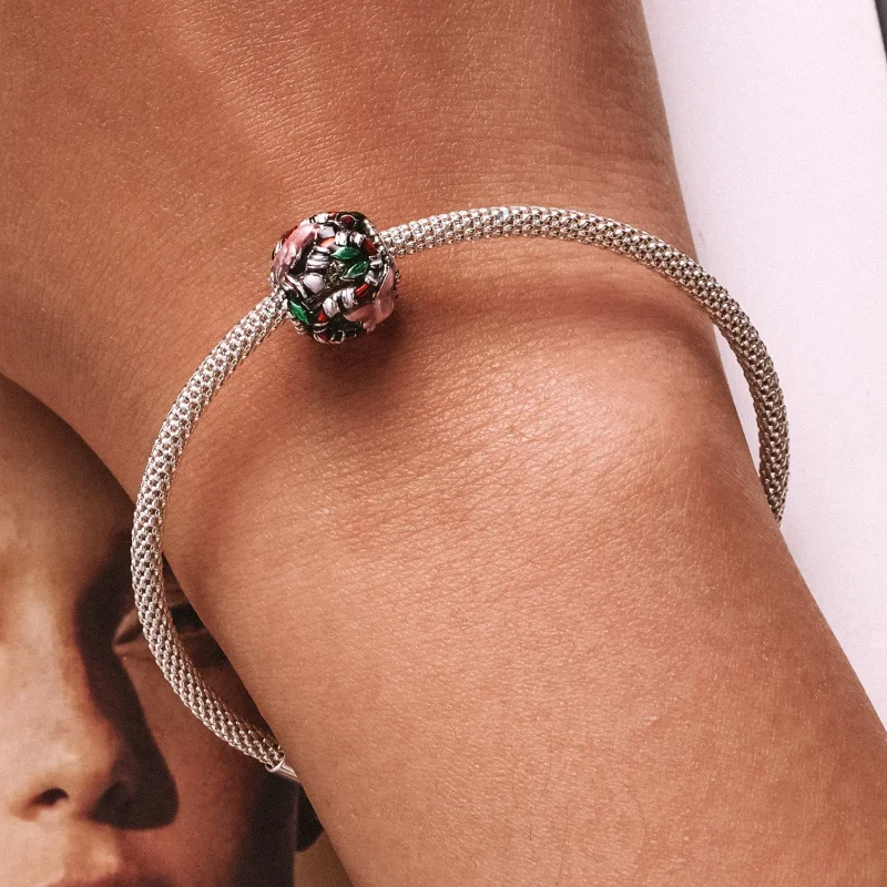 (imagine pentru) Pandora Style Snake Flower Charm - SCC2250 - Vizualizare 6