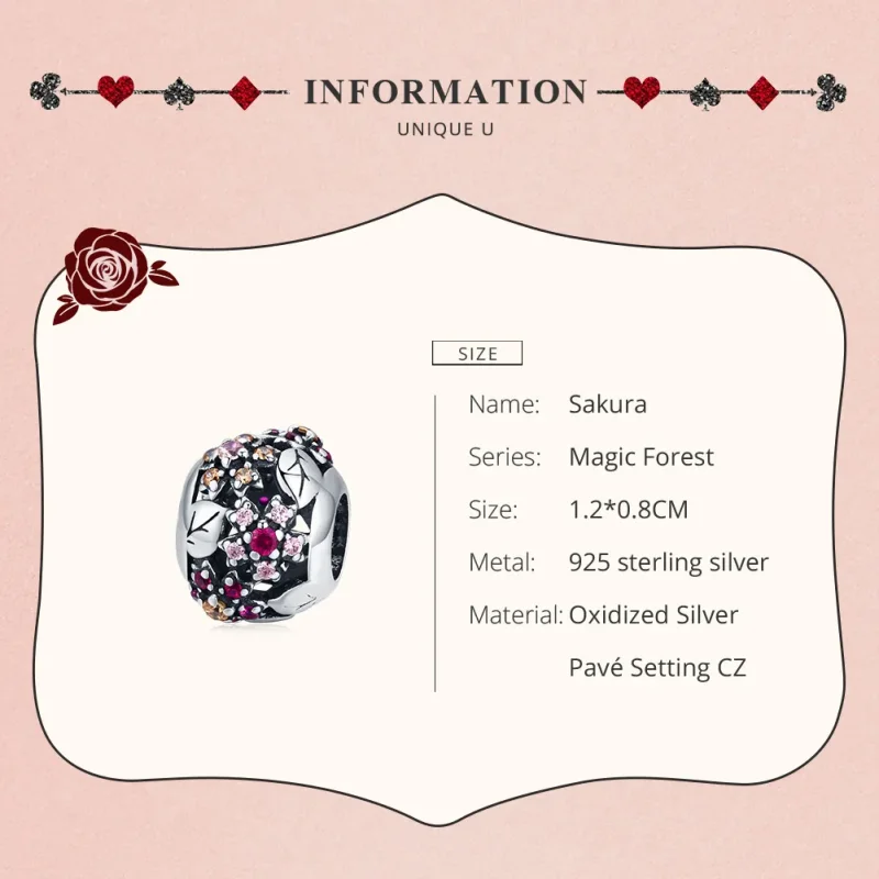 (imagine pentru) Pandora Style Charm de Argint Elegant cu Flori de Cireș - SCC1446 - Vizualizare 7