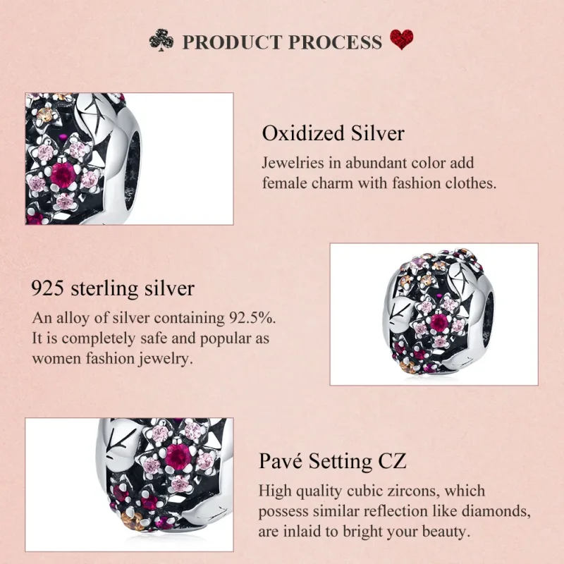 (imagine pentru) Pandora Style Charm de Argint Elegant cu Flori de Cireș - SCC1446 - Vizualizare 8