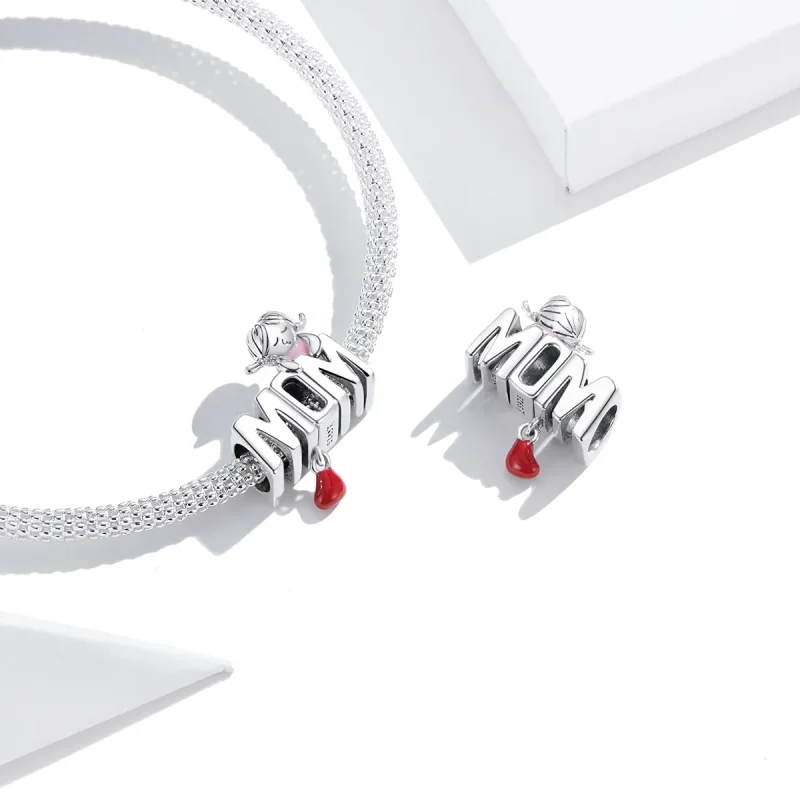 (imagine pentru) Pandora Style Charm de Argint cu Inscripția „Love Mom” - SCC1461 - Vizualizare 3