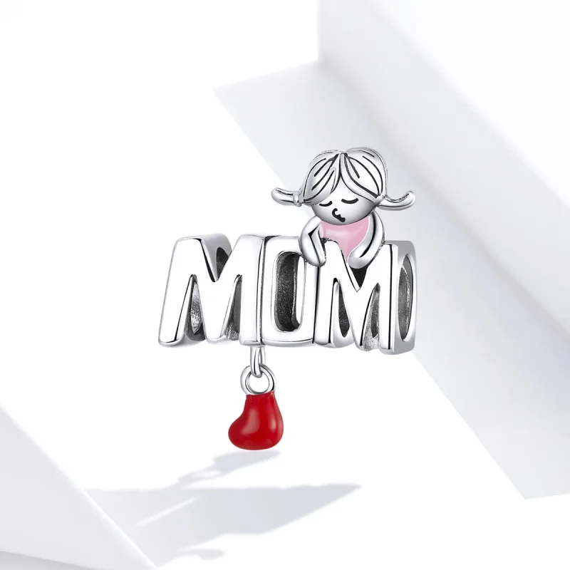 (imagine pentru) Pandora Style Charm de Argint cu Inscripția „Love Mom” - SCC1461 - Vizualizare 4