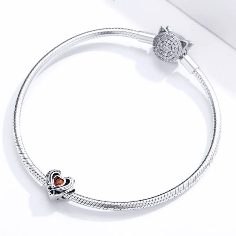 (imagine pentru) Pandora Style Inimă de Inimă din Argint cu Rubin - SCC1472 - Vizualizare 3