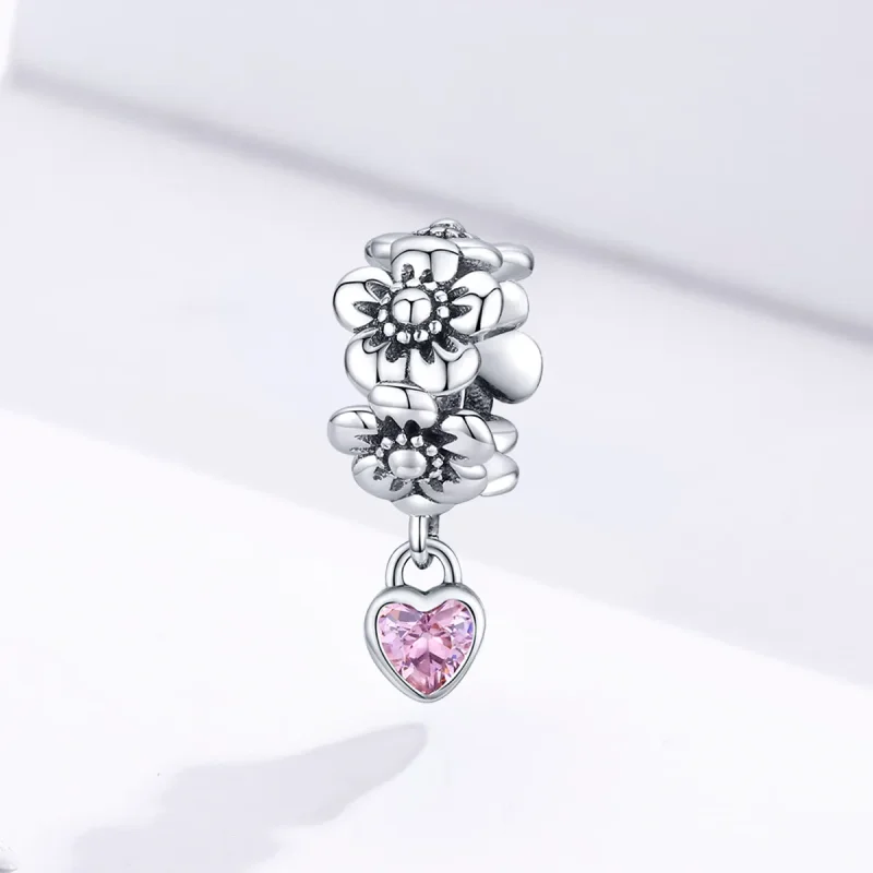 (imagine pentru) Pandora Style Inimă de Floare din Argint - SCC1485 - Vizualizare 2