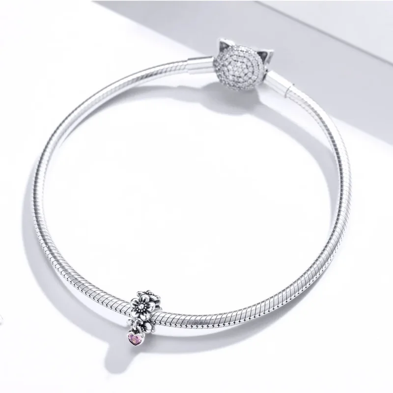 (imagine pentru) Pandora Style Inimă de Floare din Argint - SCC1485 - Vizualizare 3