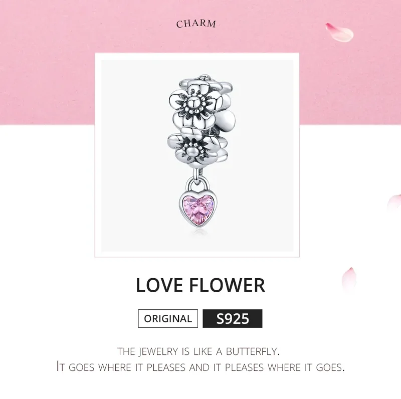 (imagine pentru) Pandora Style Inimă de Floare din Argint - SCC1485 - Vizualizare 5