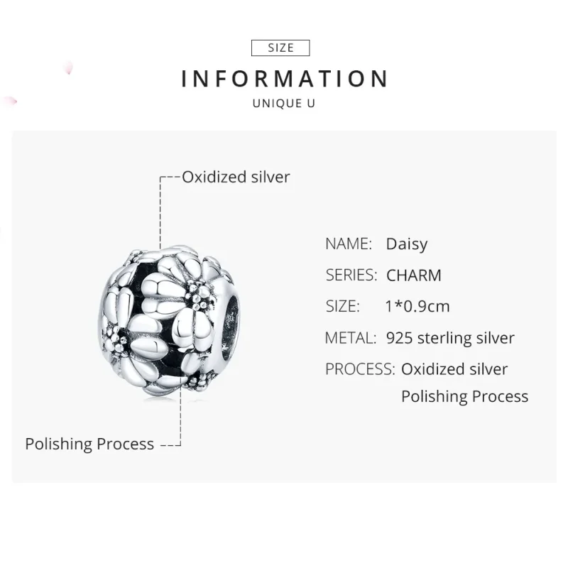 (imagine pentru) Pandora Style Charm de argint cu Margarete - SCC1487 - Vizualizare 7