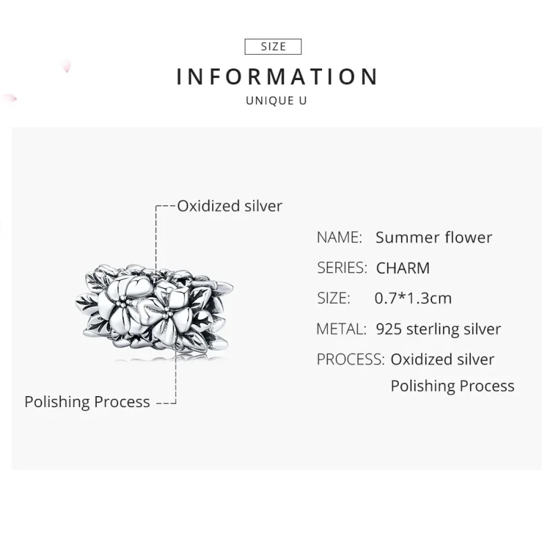 (imagine pentru) Pandora Style Charm de Argint cu Flori de Vară - SCC1488 - Vizualizare 7