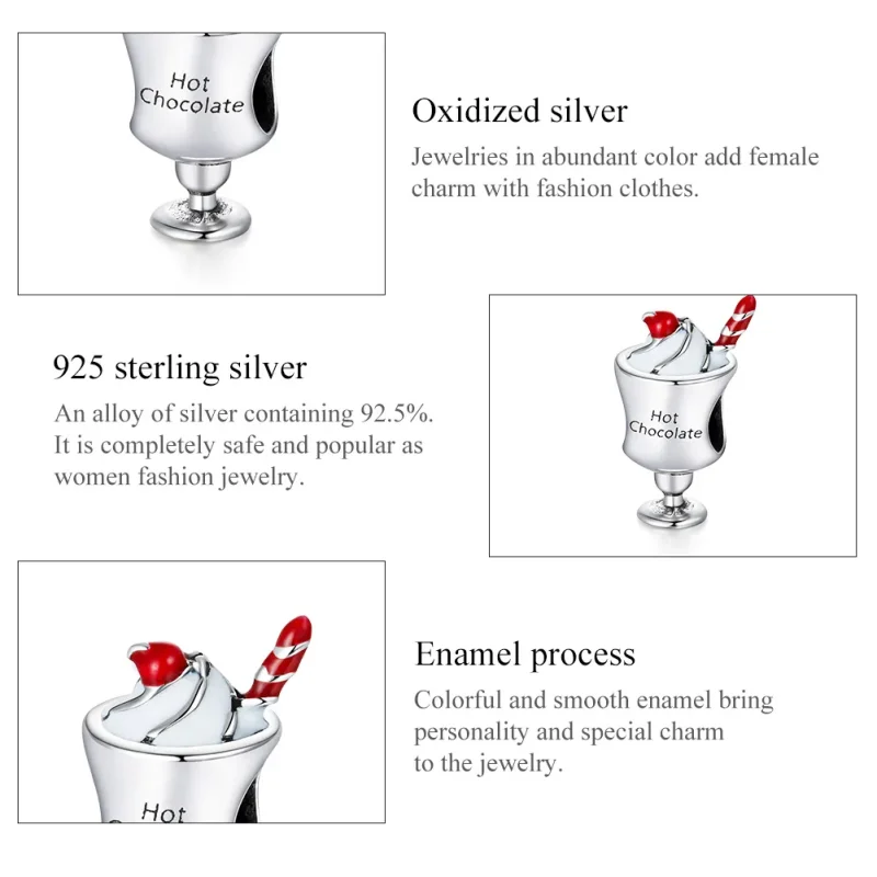 (imagine pentru) Pandora Style Charm de Argint cu Ciocolată Caldă - SCC1495 - Vizualizare 7