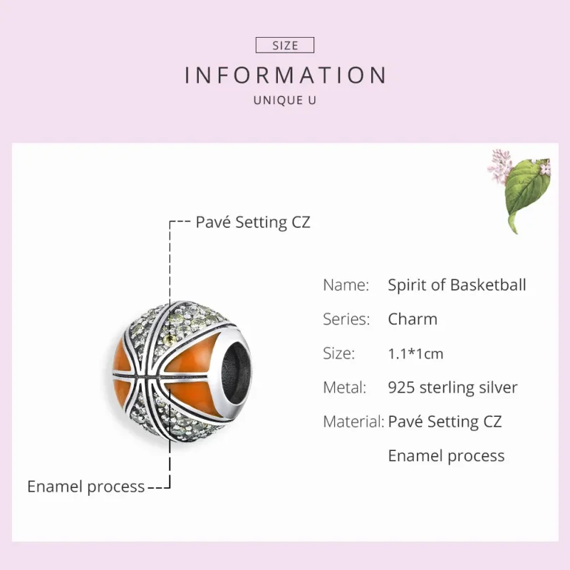 (imagine pentru) Pandora Style Spiritul Baschetului din Argint Charm - SCC1506 - Vizualizare 7