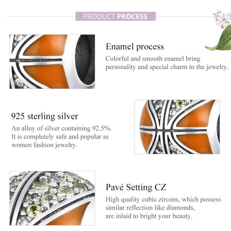 (imagine pentru) Pandora Style Spiritul Baschetului din Argint Charm - SCC1506 - Vizualizare 8