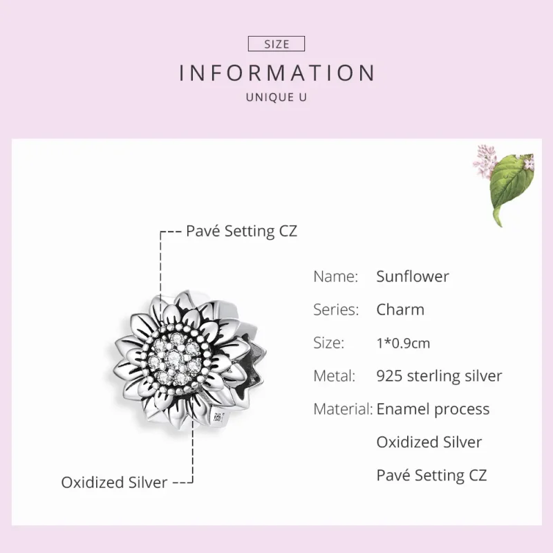 (imagine pentru) Pandora Style Charm de Argint cu Floarea Soarelui - SCC1507 - Vizualizare 7