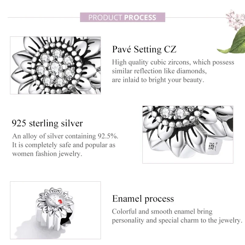 (imagine pentru) Pandora Style Charm de Argint cu Floarea Soarelui - SCC1507 - Vizualizare 8