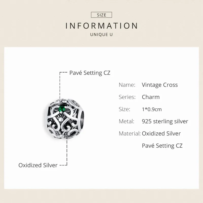 (imagine pentru) Pandora Style Cruce Veche Charm de Argint - SCC1511 - Vizualizare 6