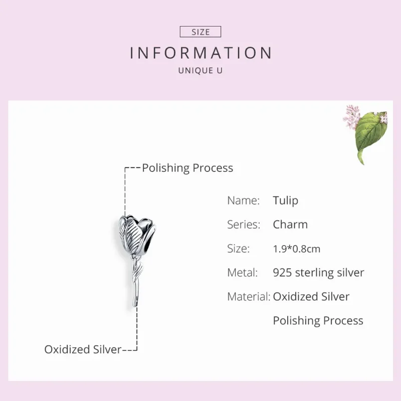 (imagine pentru) Pandora Style Charm de Lalea Argintie - SCC1514 - Vizualizare 7