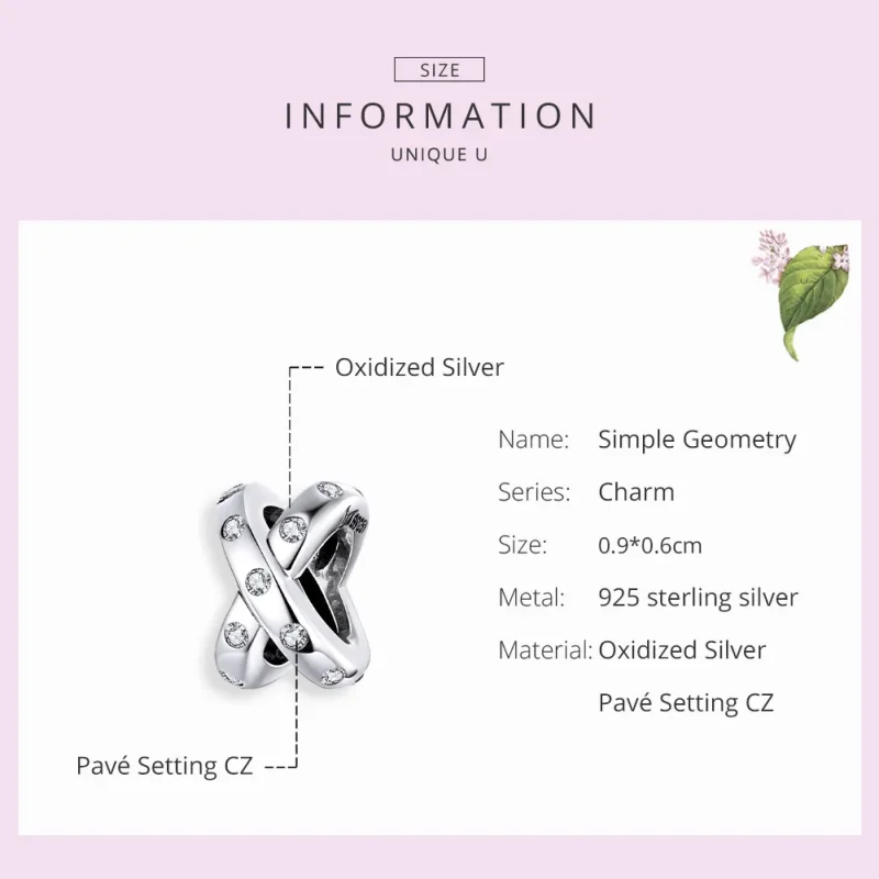 (imagine pentru) Pandora Style Charm din Argint Simplu cu Geometrie - SCC1515 - Vizualizare 7