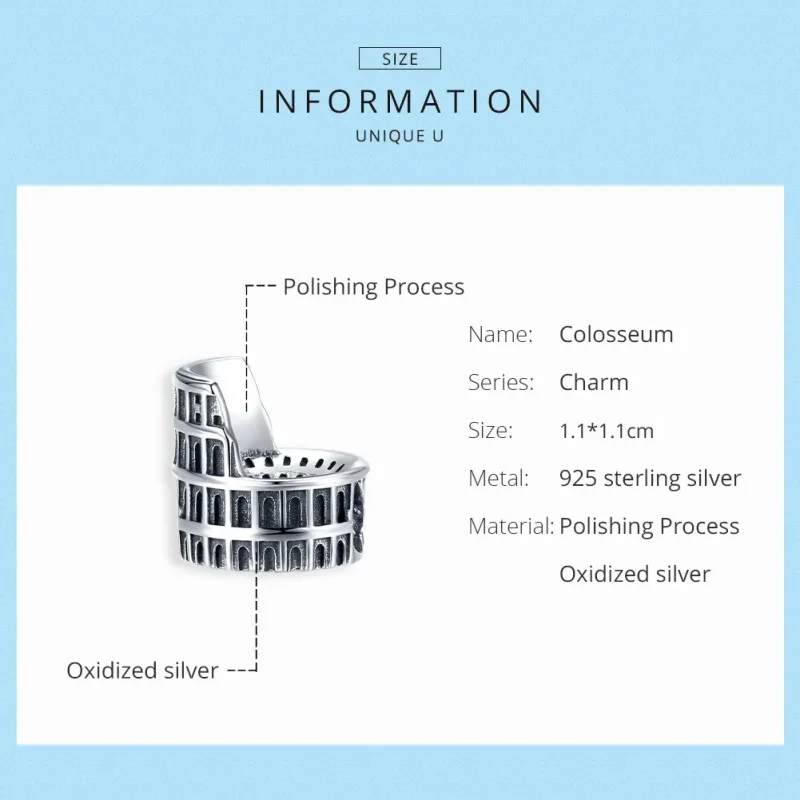 (imagine pentru) Pandora Style Charm de Argint Colosseum - SCC1543 - Vizualizare 6