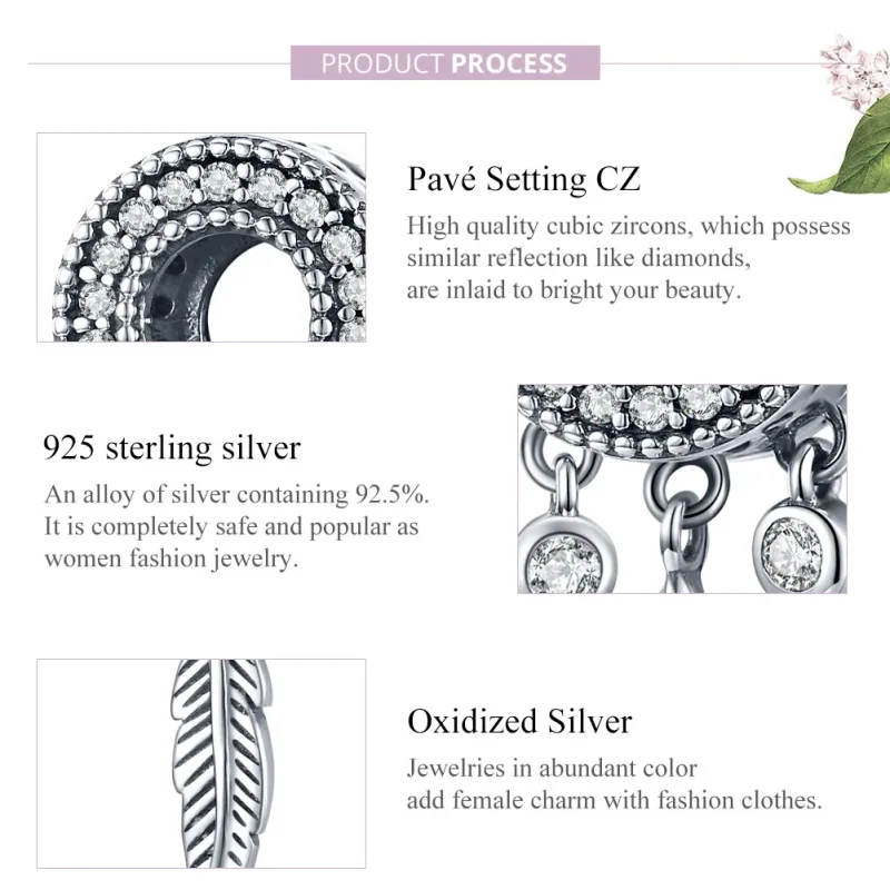 (imagine pentru) Pandora Style Pană Argintiu Strălucitoare Charm - SCC1550 - Vizualizare 8