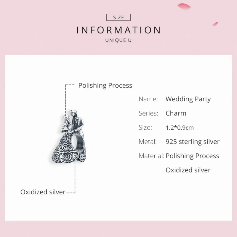 (imagine pentru) Pandora Style Charm de Nuntă din Argint cu Mireasă și Mire Dansând - SCC1564 - Vizualizare 6