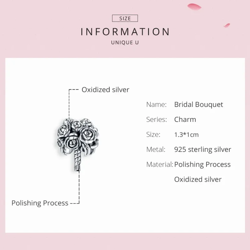 (imagine pentru) Pandora Style Charm din Argint pentru Buchet de Mireasă - SCC1566 - Vizualizare 6