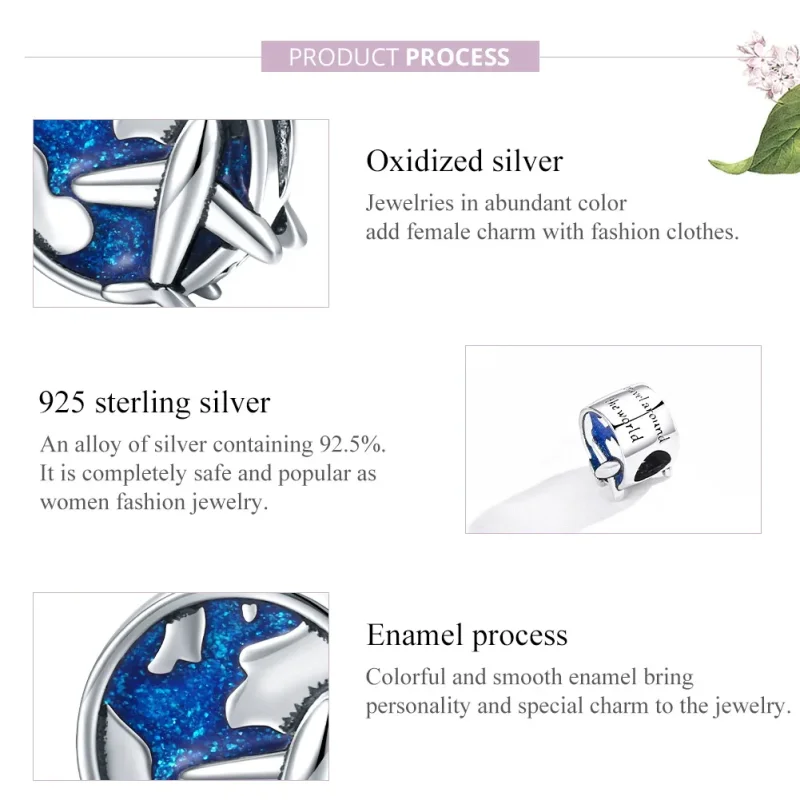 (imagine pentru) Pandora Style Charm de Argint Călătorie în Lume - SCC1568 - Vizualizare 8
