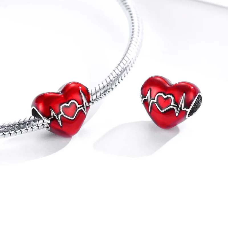 (imagine pentru) Pandora Style Inimă Roșie de Argint Bătăile Iubirii Charm - SCC1569 - Vizualizare 4