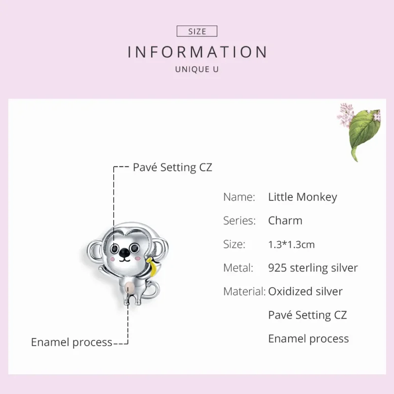 (imagine pentru) Pandora Style Charm de Maimuță Mică din Argint - SCC1575 - Vizualizare 7