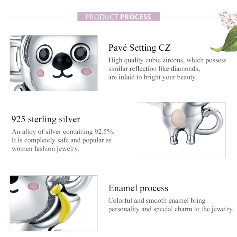 (imagine pentru) Pandora Style Charm de Maimuță Mică din Argint - SCC1575 - Vizualizare 8