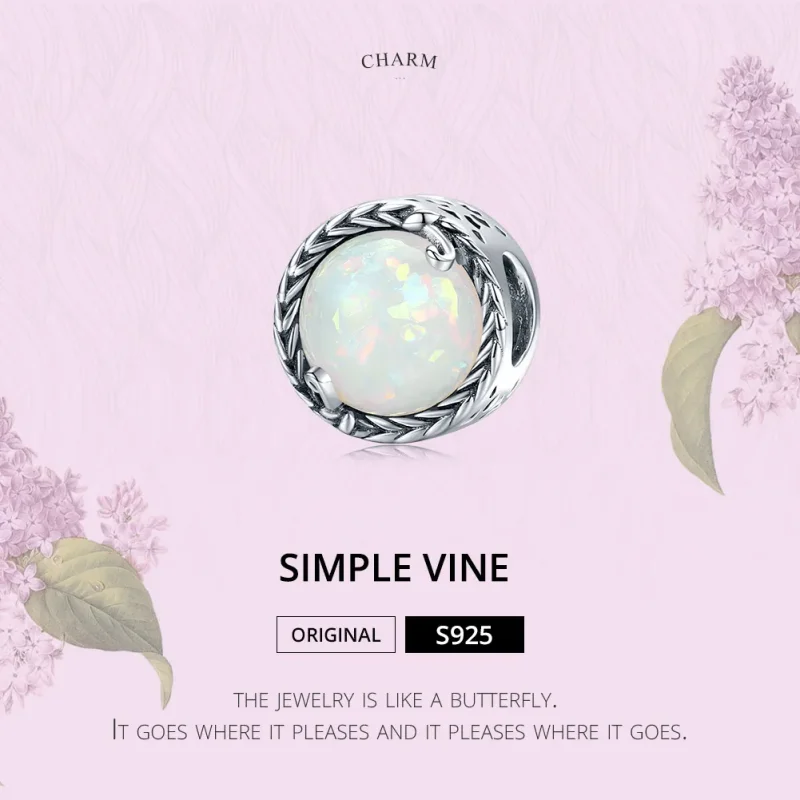 (imagine pentru) Pandora Style Charm de Argint Simplu cu Viță de Vie - SCC1576 - Vizualizare 6