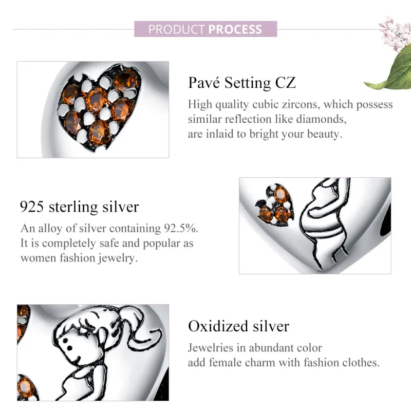 (imagine pentru) Pandora Style Charm de argint pentru mama însărcinată - SCC1589 - Vizualizare 8