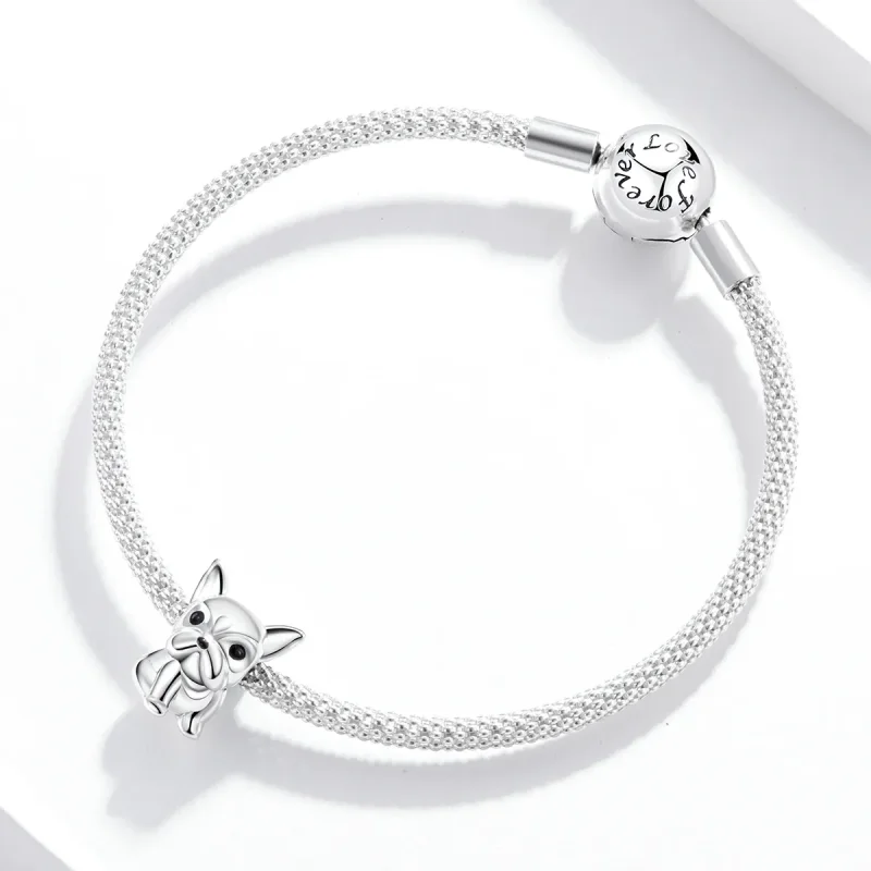 (imagine pentru) Pandora Style Charm de argint cu Bulldog Francez Drăguț - SCC1599 - Vizualizare 3