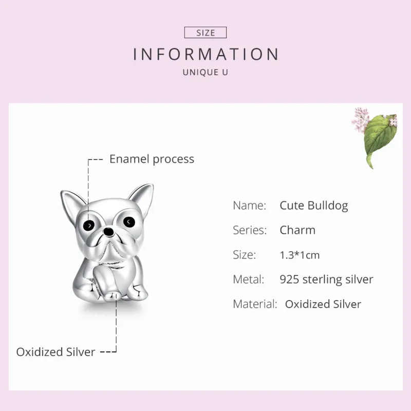 (imagine pentru) Pandora Style Charm de argint cu Bulldog Francez Drăguț - SCC1599 - Vizualizare 7