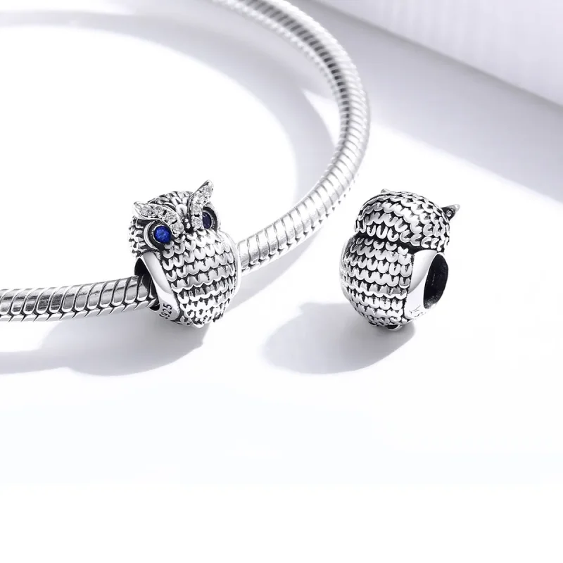 (imagine pentru) Pandora Style Charm de bufniță strălucitoare argintiu - SCC1607 - Vizualizare 4