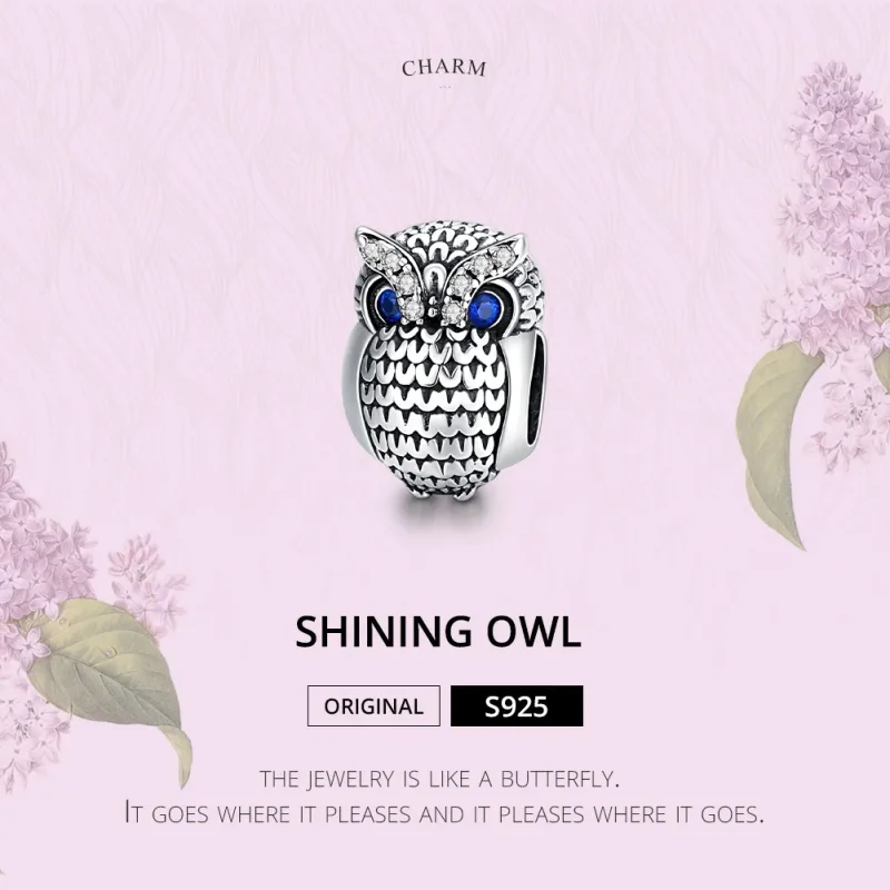 (imagine pentru) Pandora Style Charm de bufniță strălucitoare argintiu - SCC1607 - Vizualizare 6