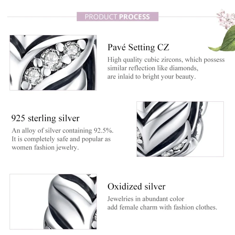 (imagine pentru) Pandora Style Charm de Argint cu Spici de Grâu Strălucitor - SCC1614 - Vizualizare 8