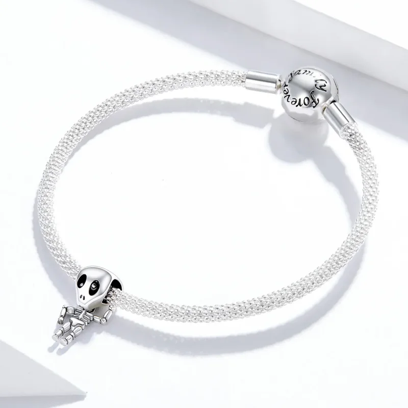 (imagine pentru) Pandora Style Charm de Argint pentru Halloween - Craniu Om - SCC1617 - Vizualizare 3