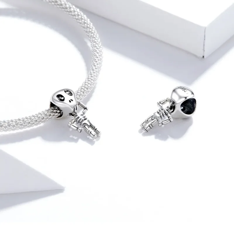 (imagine pentru) Pandora Style Charm de Argint pentru Halloween - Craniu Om - SCC1617 - Vizualizare 4
