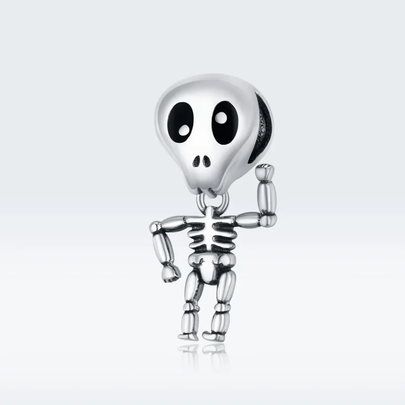 (imagine pentru) Pandora Style Charm de Argint pentru Halloween - Craniu Om - SCC1617 - Vizualizare 5