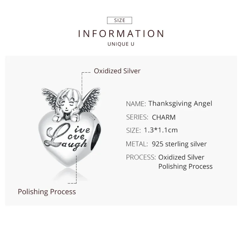 (imagine pentru) Pandora Style Charm de Argint Înger de Thanksgiving - SCC1633 - Vizualizare 8