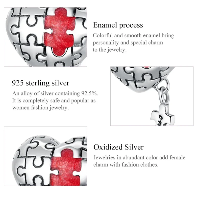(imagine pentru) Pandora Style Charm de Argint pentru Autism - SCC1635 - Vizualizare 5