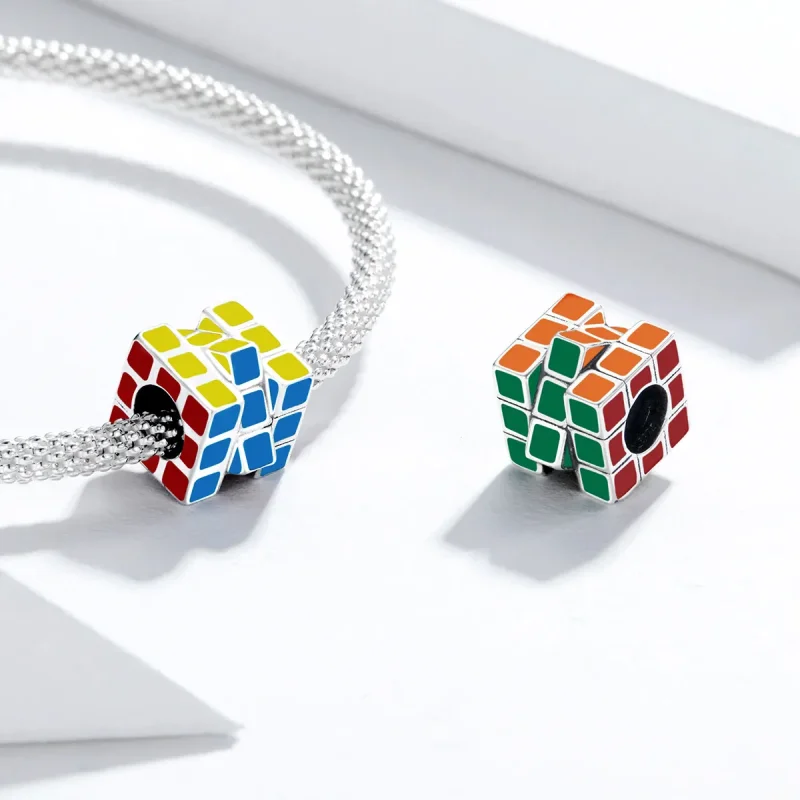 (imagine pentru) Pandora Style Charm de Cub Colorat în Argint - SCC1640 - Vizualizare 4