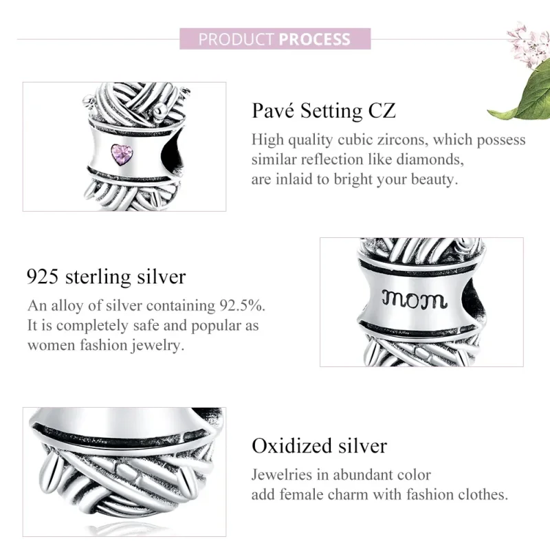 (imagine pentru) Pandora Style Charm de Minge de Fire Argintie - SCC1654 - Vizualizare 8