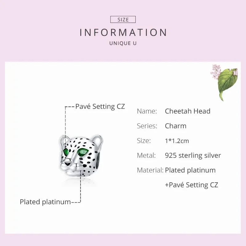 (imagine pentru) Pandora Style Charm Cap de Ghepard din Argint - SCC1675 - Vizualizare 7