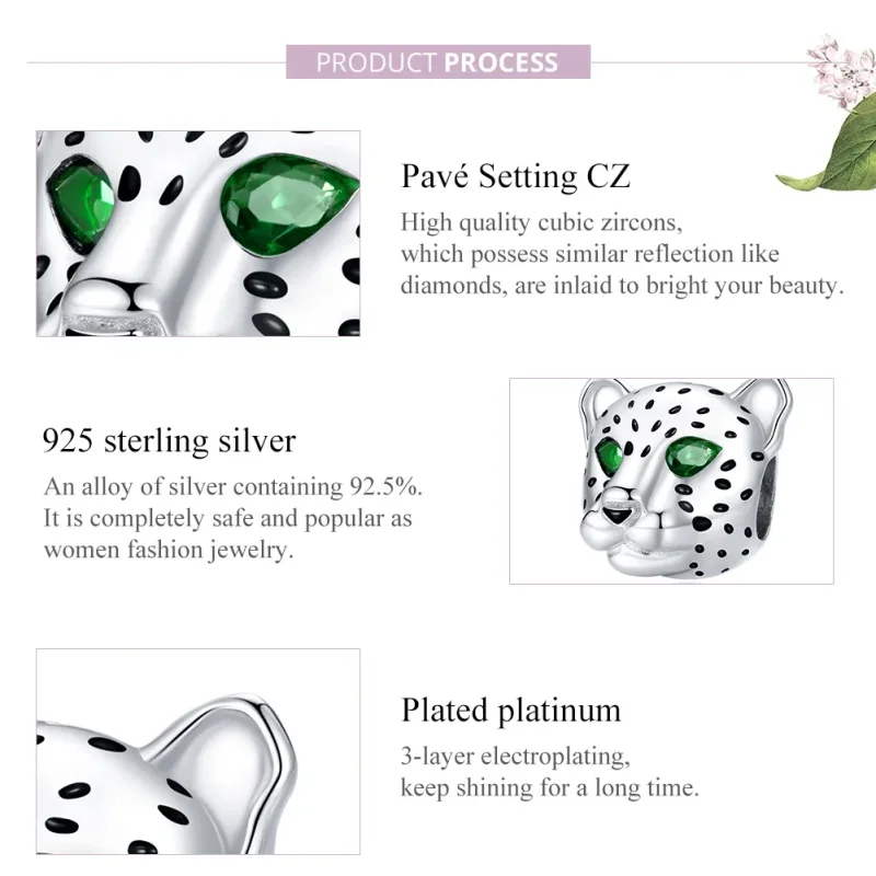 (imagine pentru) Pandora Style Charm Cap de Ghepard din Argint - SCC1675 - Vizualizare 8