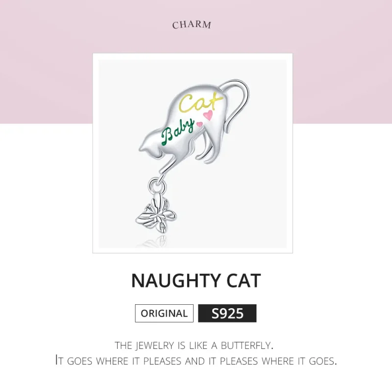 (imagine pentru) Pandora Style Pisică Neastâmpărată Charm din Argint - SCC1678 - Vizualizare 6
