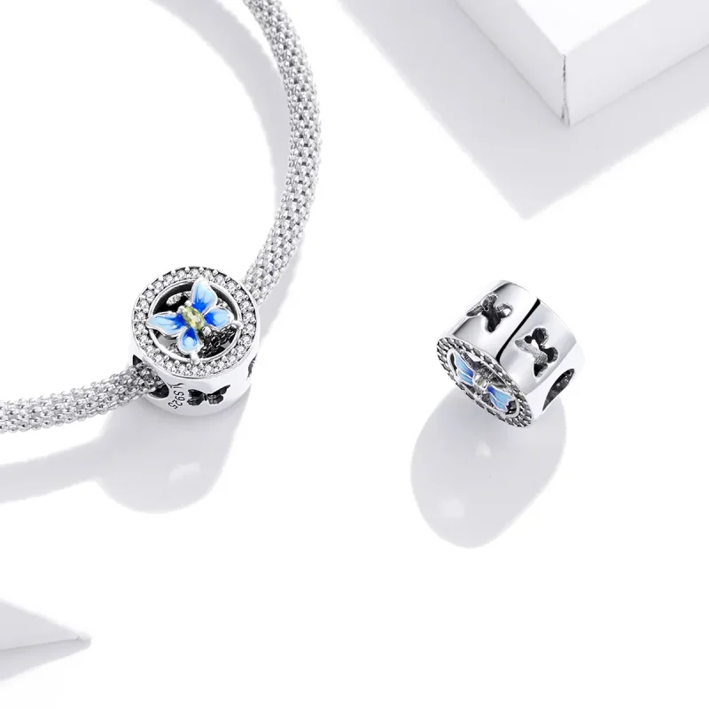(imagine pentru) Pandora Stil Fluture Colorat Argintiu Charm - SCC1682 - Vizualizare 4