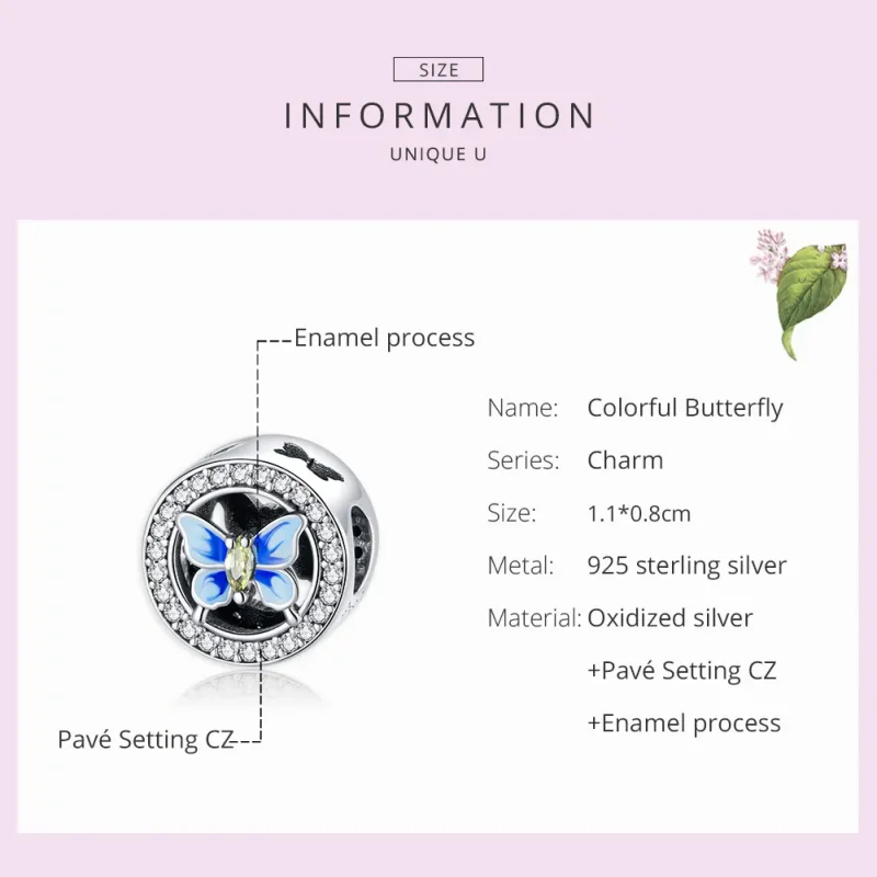 (imagine pentru) Pandora Stil Fluture Colorat Argintiu Charm - SCC1682 - Vizualizare 7